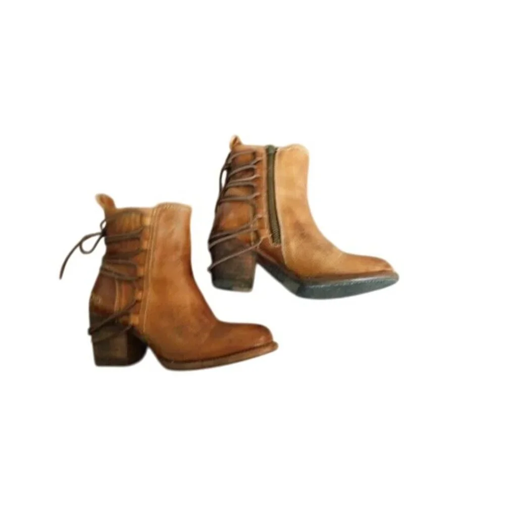 Bed Stu Size 7.5 Organic Tanned Full leather Brown Boho Ankle Boots - Picture 5 of 7